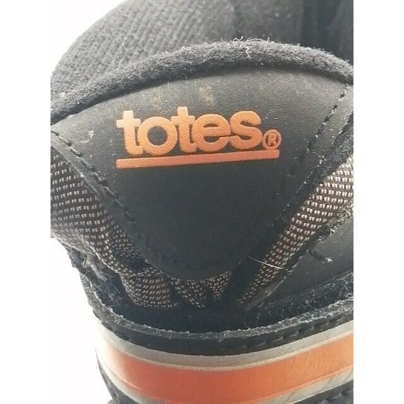 Totes Womens Snow Boots Black Leather Ankle Fleece Lined Pull On‎ Hook Loop 5 - Picture 10 of 11